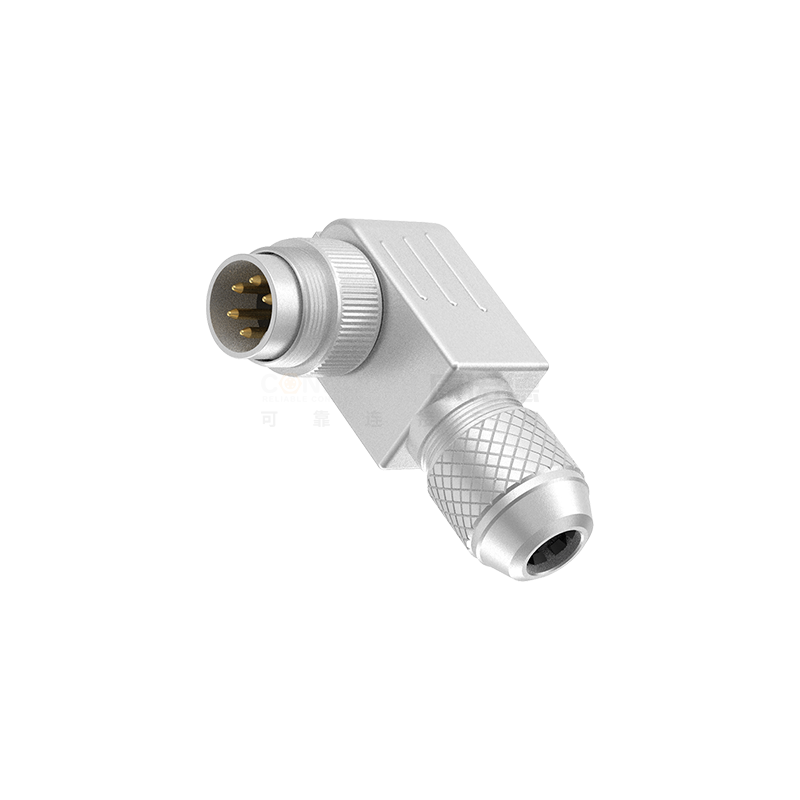 M16圆形连接器公端弯角锌合金2-24芯焊线式M16*0.75