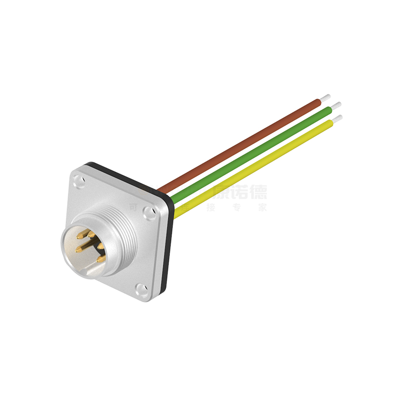 M16圆形连接器方形法兰2-24PIN公端焊接式,M16X0.75插座，带电子线