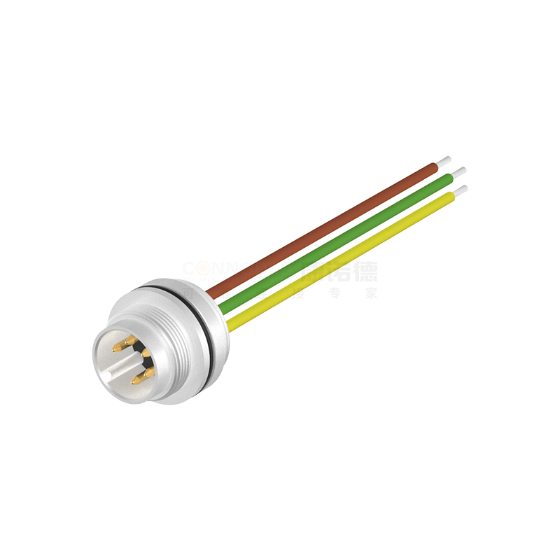 M16圆形连接器板前安装2-24PIN公端焊接式,M16X0.75插座，带电子线