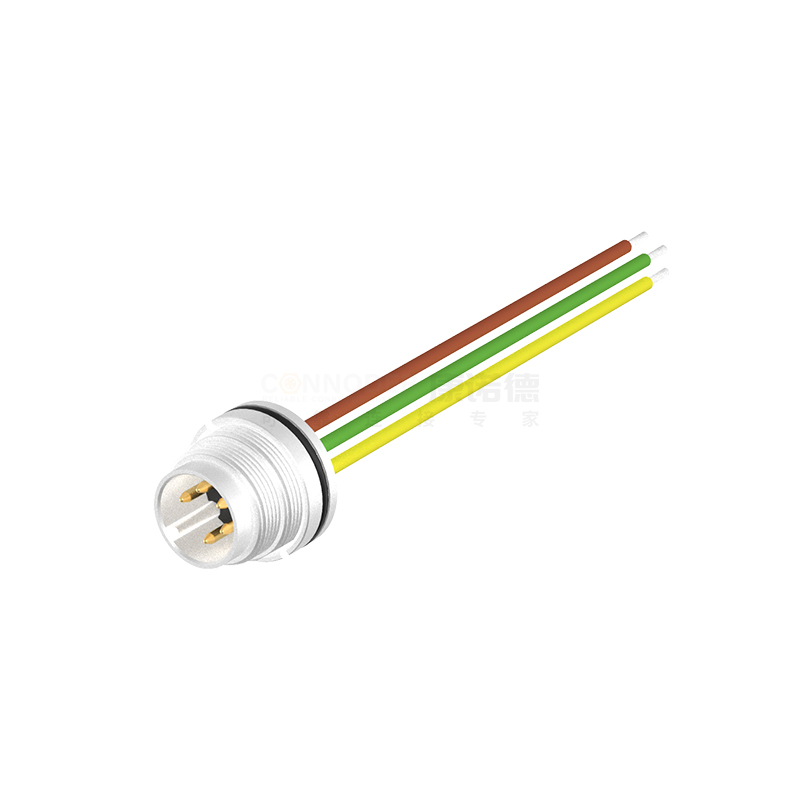 M16圆形连接器板后安装2-24PIN公端焊接式,M16X0.75插座，带电子线