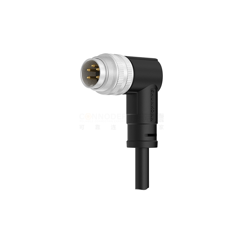 M16连接线弯脚90度包胶成型式-公端预铸式M16*0.75