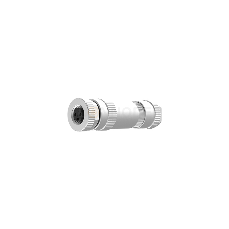 Female M8 circular connector, straight type, metal - assembled, 3 - 4 cores, screw - terminal wiring
