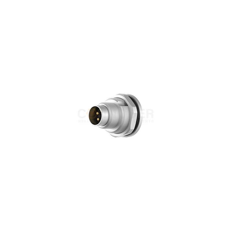 M9 round connector male end, panel-mounted, rear installation, 2-8P soldered wire type, M12x0.5
