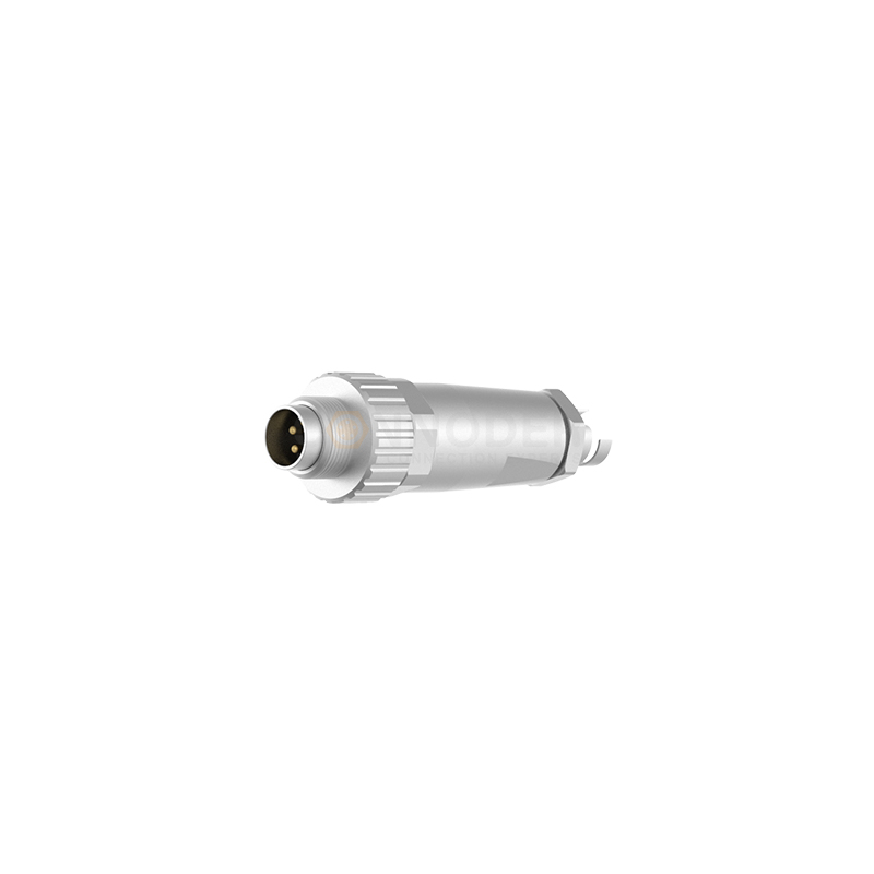 M9 Circular Connector Male, Vertical - type, Full Metal Shell, 2 - 8P Wire - welding Style
