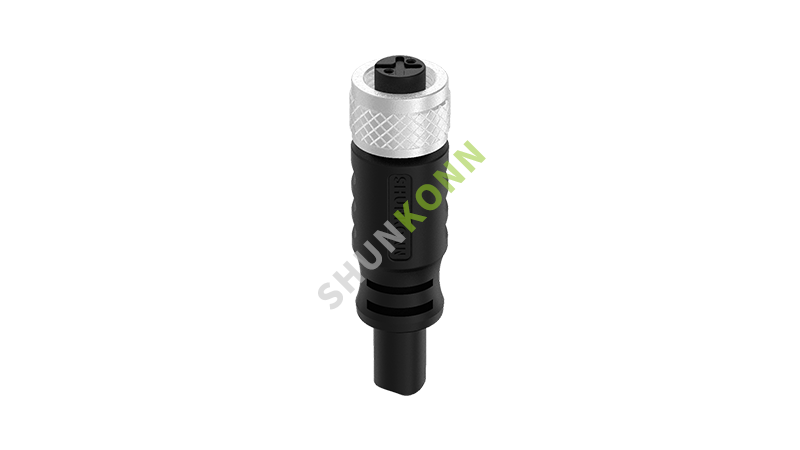 SKM12A系列 M12A编码连接线直立包胶成型式2PIN母头焊线