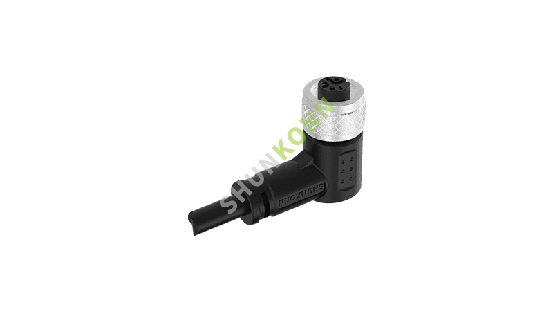 SKM12A系列 M12A编码连接线弯脚90度包胶成型式3PIN母头焊线