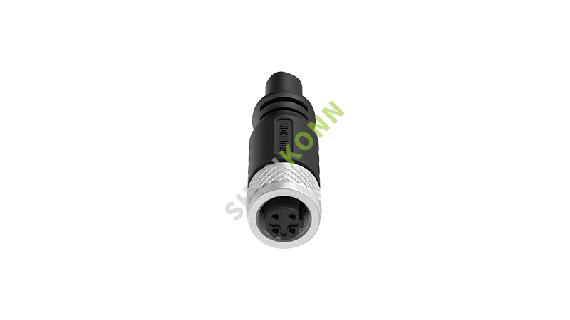 SKM12D系列 M12D编码连接线直立包胶成型式4PIN母头焊线