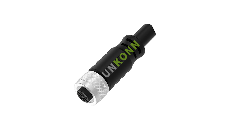 SKM12A系列 M12A编码连接线直立包胶成型式5PIN母头焊线