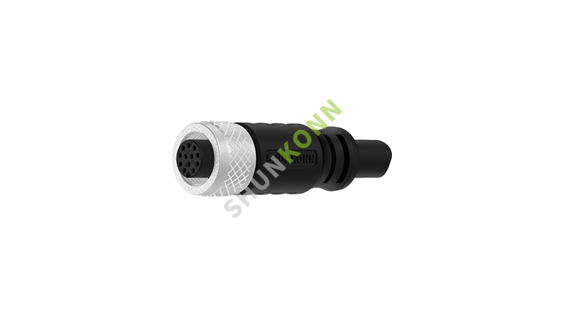SKM12A系列 M12A编码连接线直立包胶成型式12PIN母头焊线