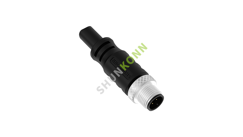 SKM12A系列 M12A编码连接线直立包胶成型式8PIN公头焊线