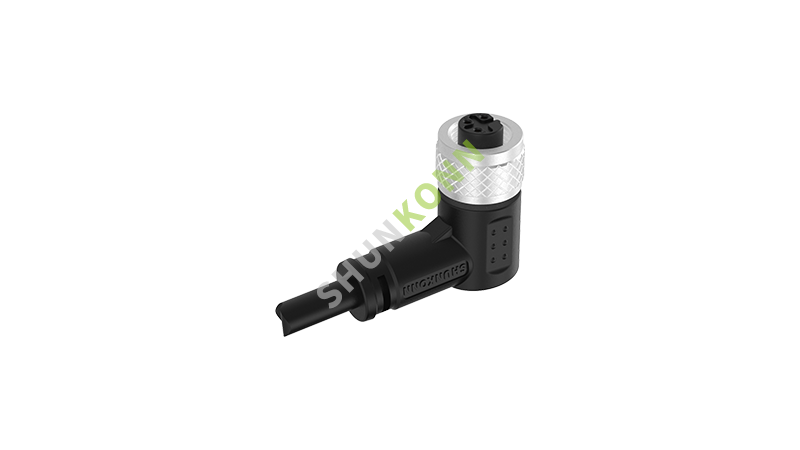 SKM12B系列 M12B编码连接线弯脚90度包胶成型式3PIN母头焊线