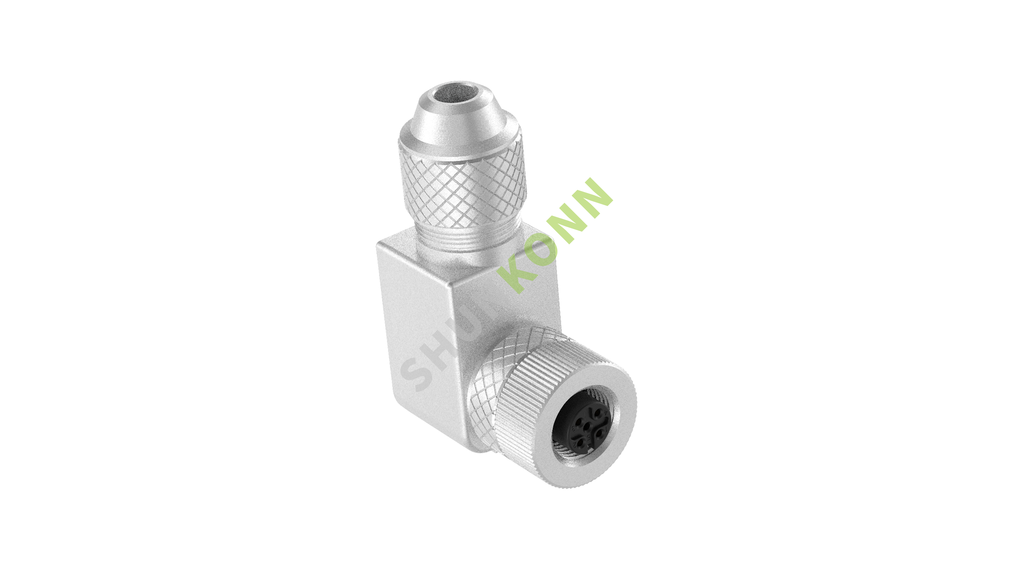 SKM12A系列 M12A编码连接器直角金属组装4PIN母头螺钉式PG7