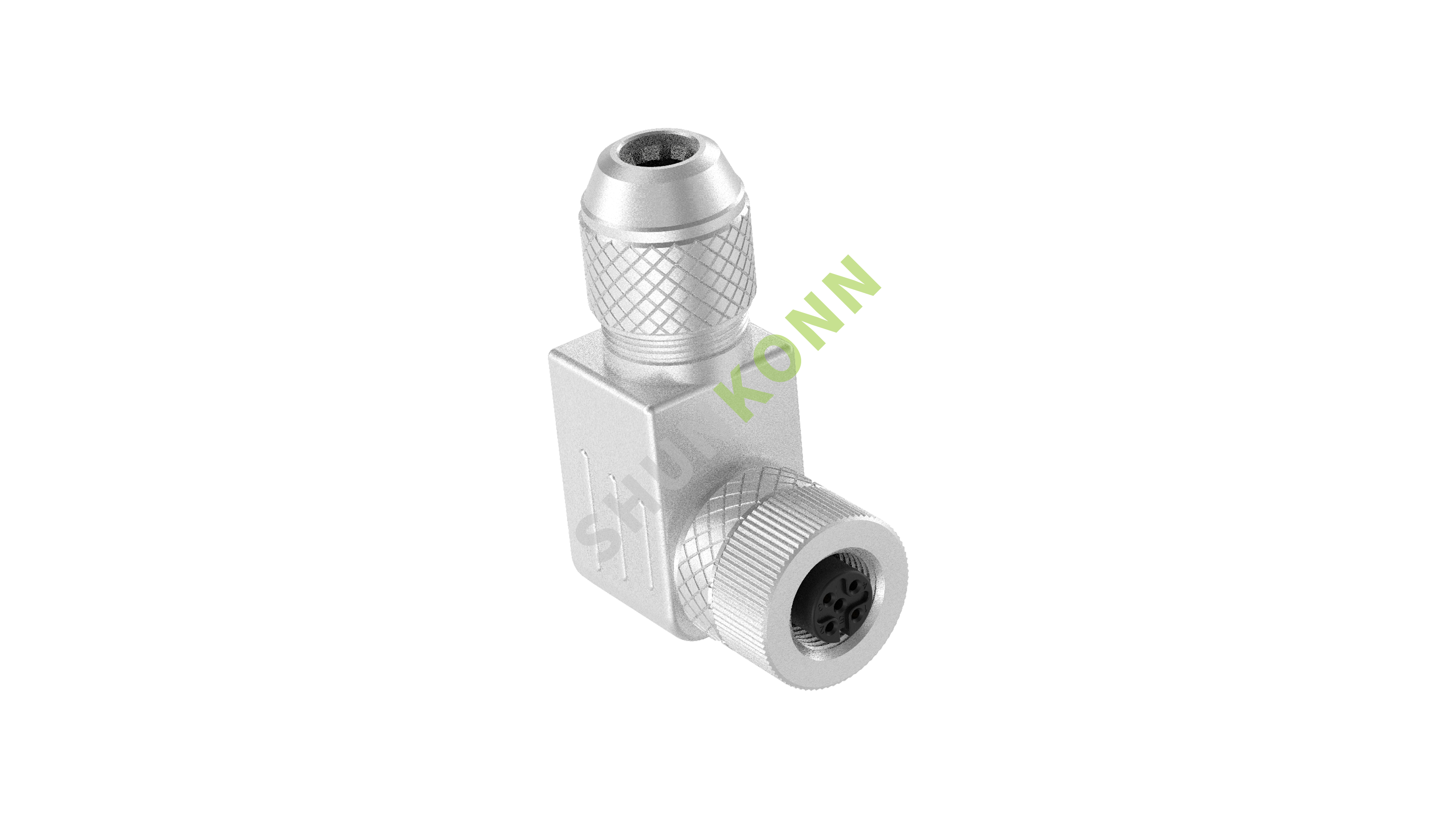 SKM12A系列 M12A编码连接器直角金属组装4PIN母头螺钉式PG9