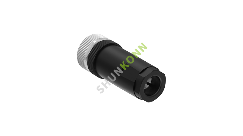 SKM12A系列 M12A编码连接器直式塑胶组装5PIN母头螺钉式PG9