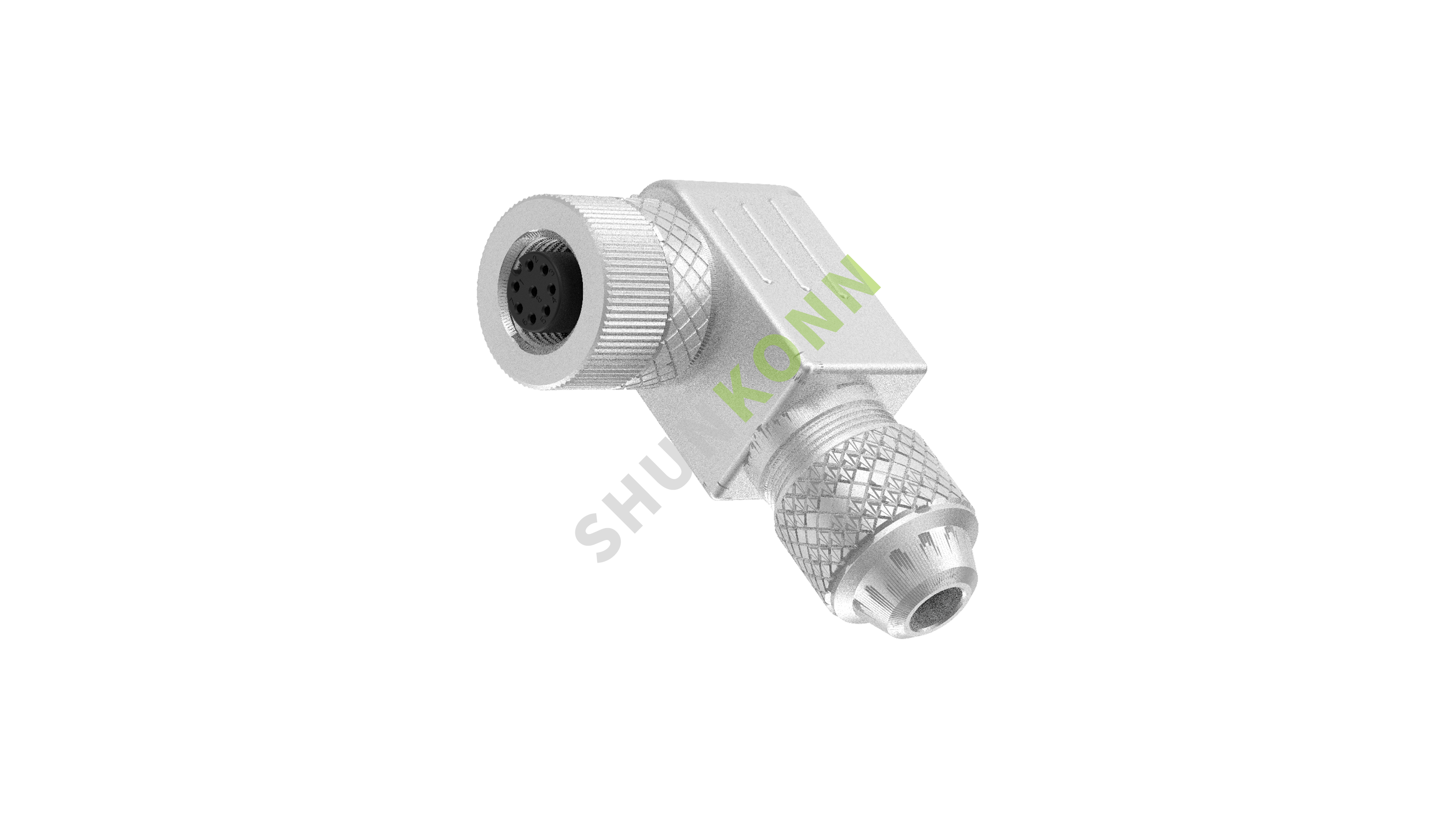 SKM12A系列 M12A编码连接器直角金属组装6PIN母头螺钉式PG7