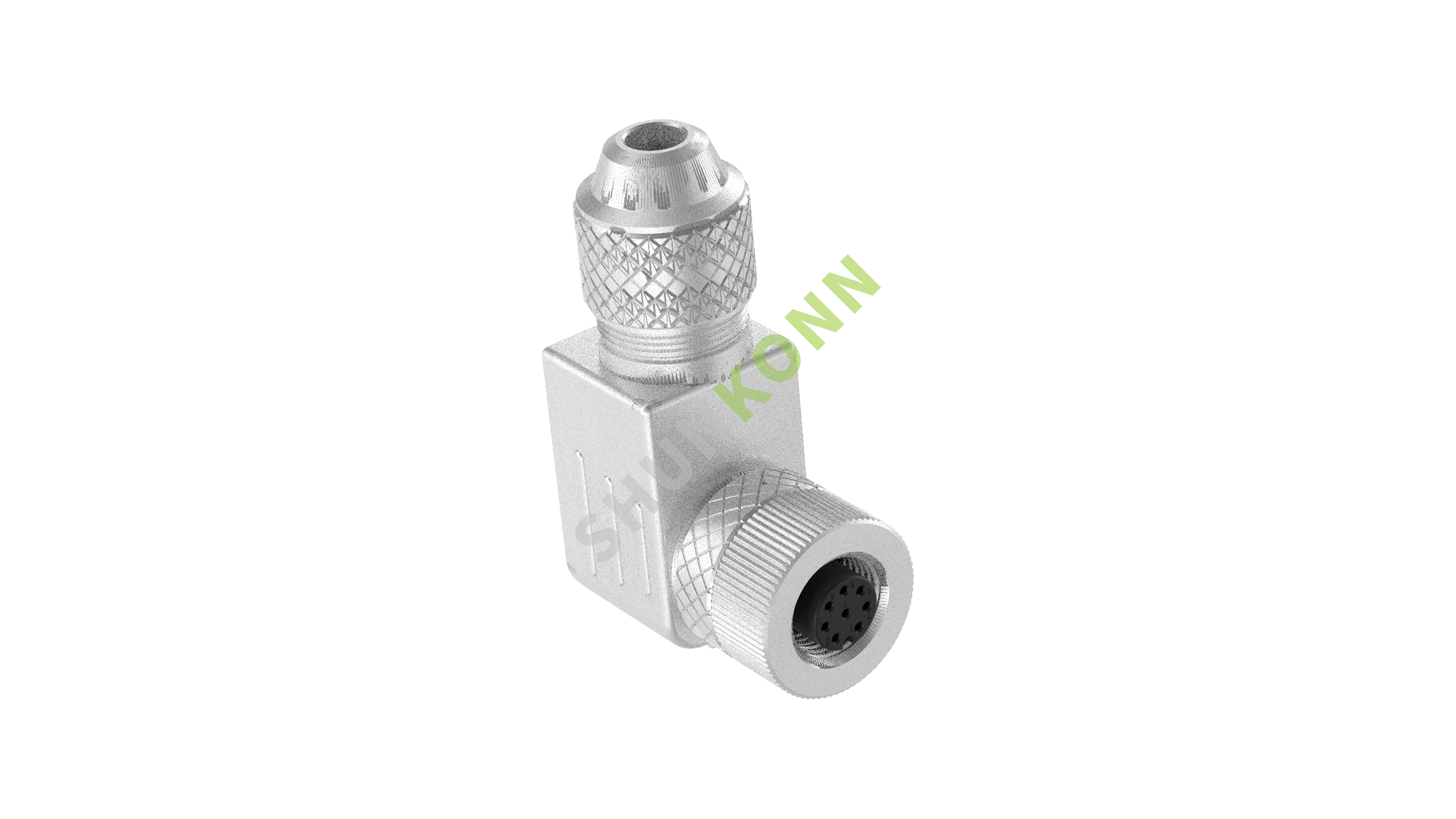 SKM12A系列 M12A编码连接器直角金属组装6PIN母头螺钉式PG7