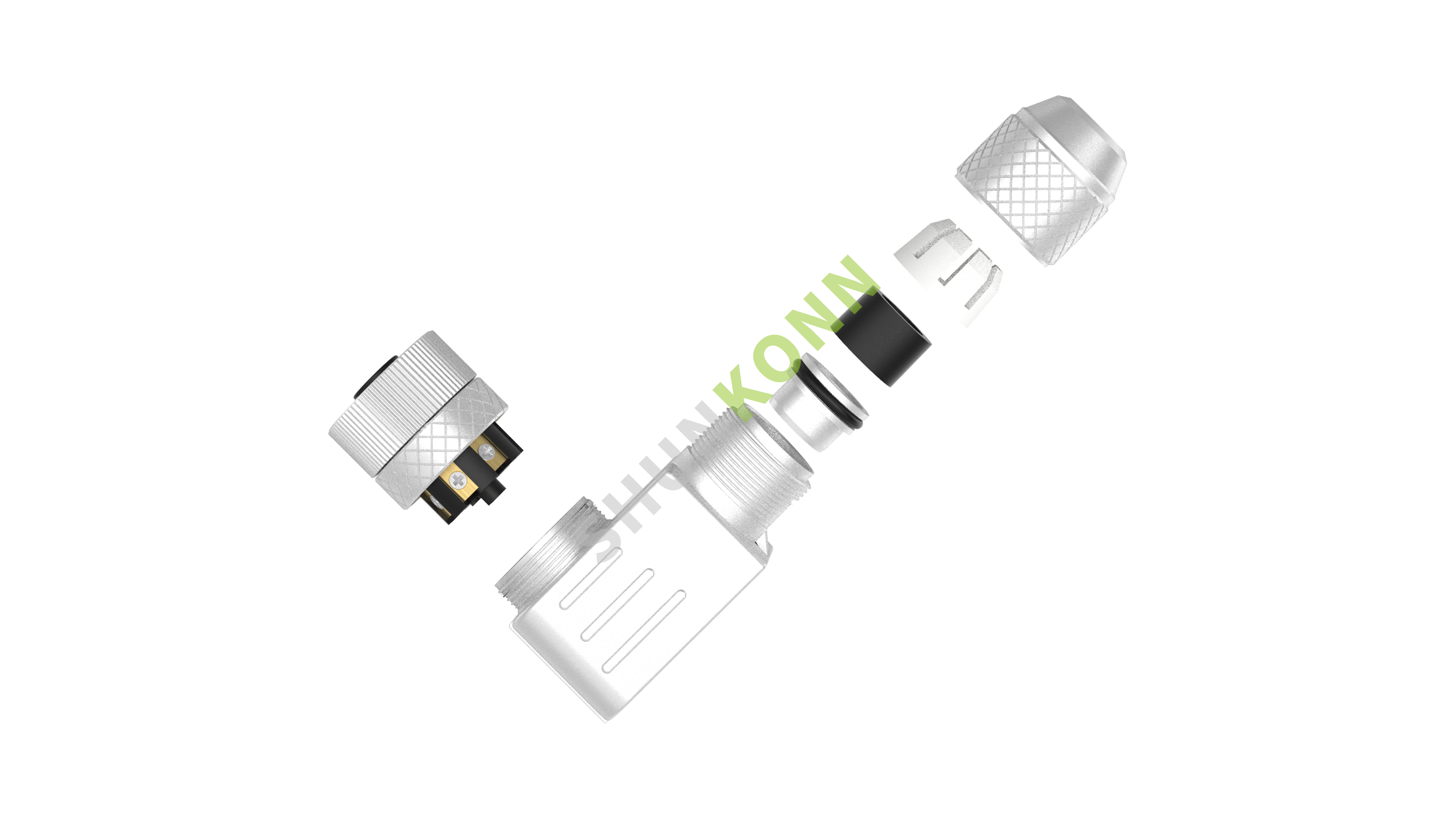 SKM12A系列 M12A编码连接器直角金属组装6PIN母头螺钉式PG9