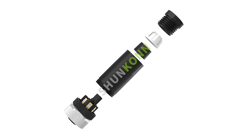 SKM12A系列 M12A编码连接器直式塑胶组装8PIN母头螺钉式PG9