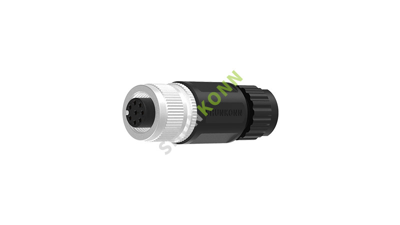 SKM12A系列 M12A编码连接器直式塑胶组装8PIN母头焊接式PG7
