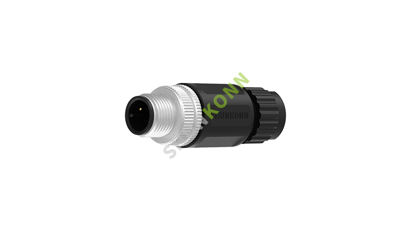 SKM12A系列 M12A编码连接器直式塑胶组装2PIN公头焊接式PG7