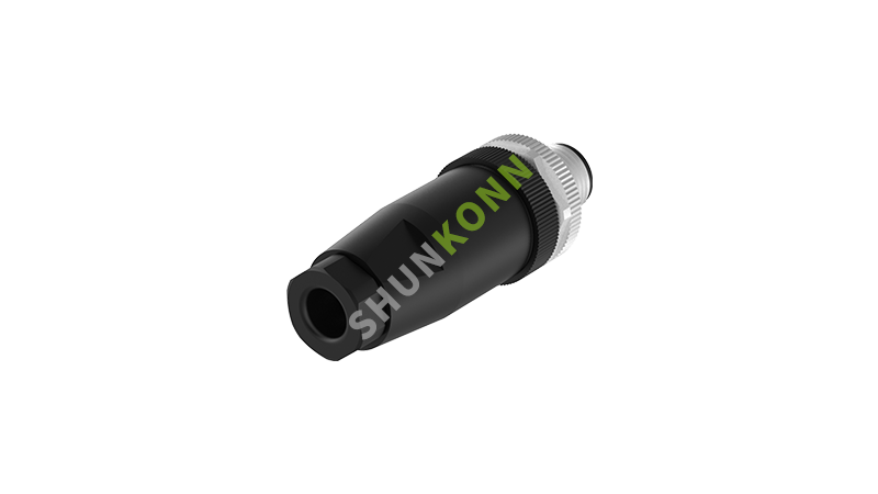 SKM12A系列 M12A编码连接器直式塑胶组装3PIN公头螺钉式PG7
