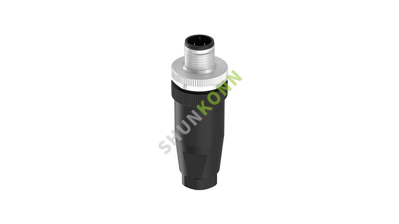 SKM12A系列 M12A编码连接器直式塑胶组装4PIN公头螺钉式PG7