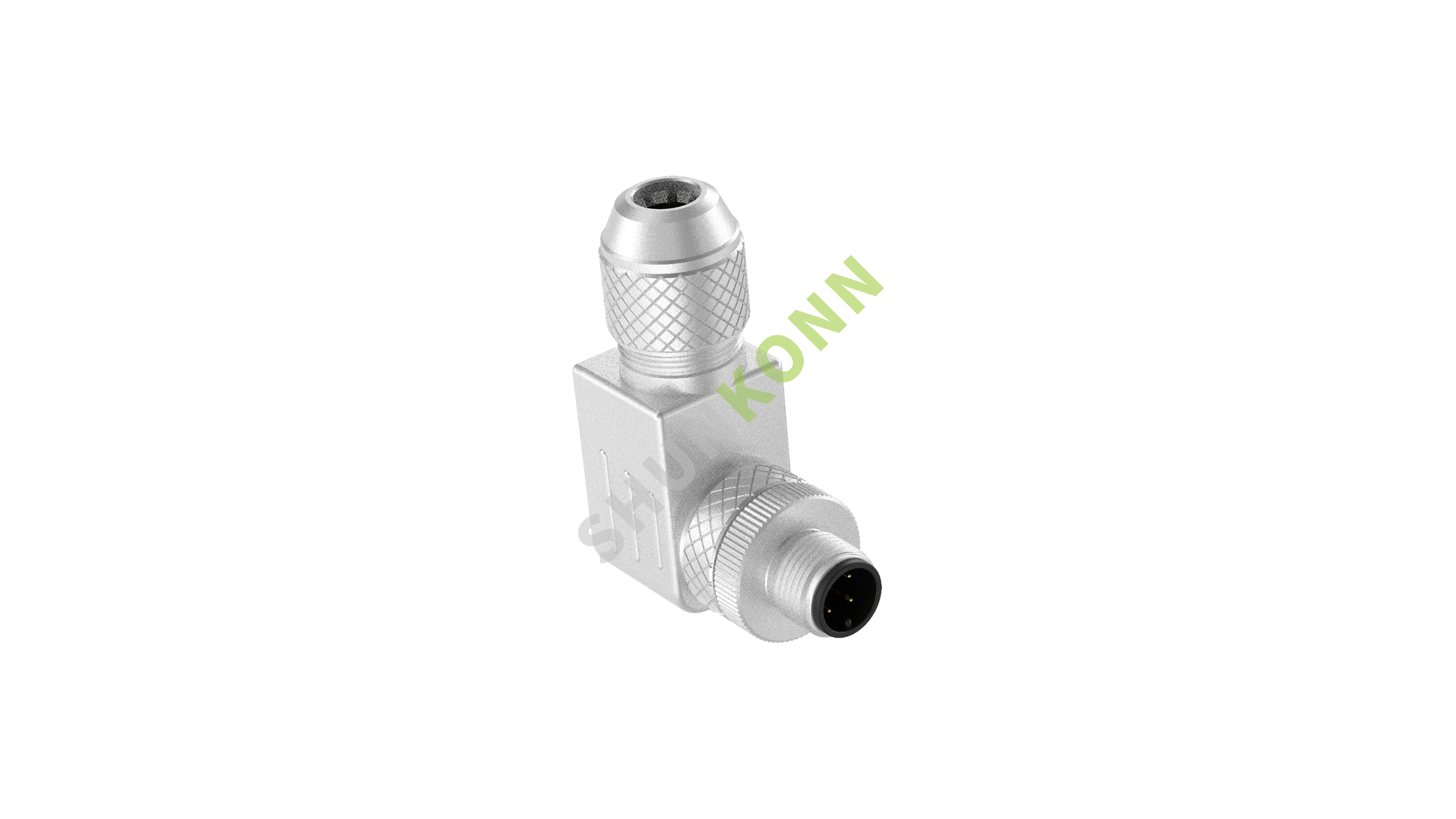SKM12A系列 M12A编码连接器直角金属组装4PIN公头螺钉式PG9