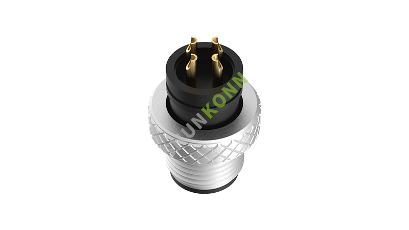 SKM12A系列 M12A编码连接器普通包胶式4PIN公头焊接式M12*1