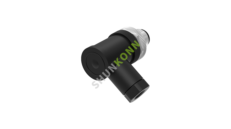 SKM12A系列 M12A编码连接器直角塑胶组装5PIN公头螺钉式PG7