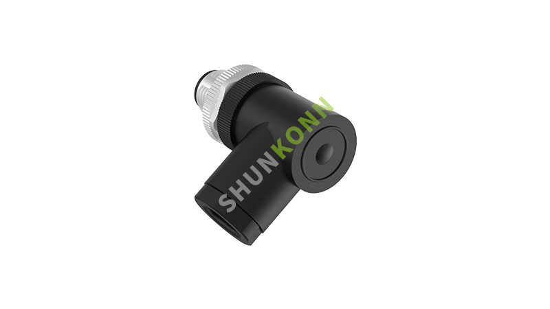 SKM12A系列 M12A编码连接器直角塑胶组装5PIN公头螺钉式PG9