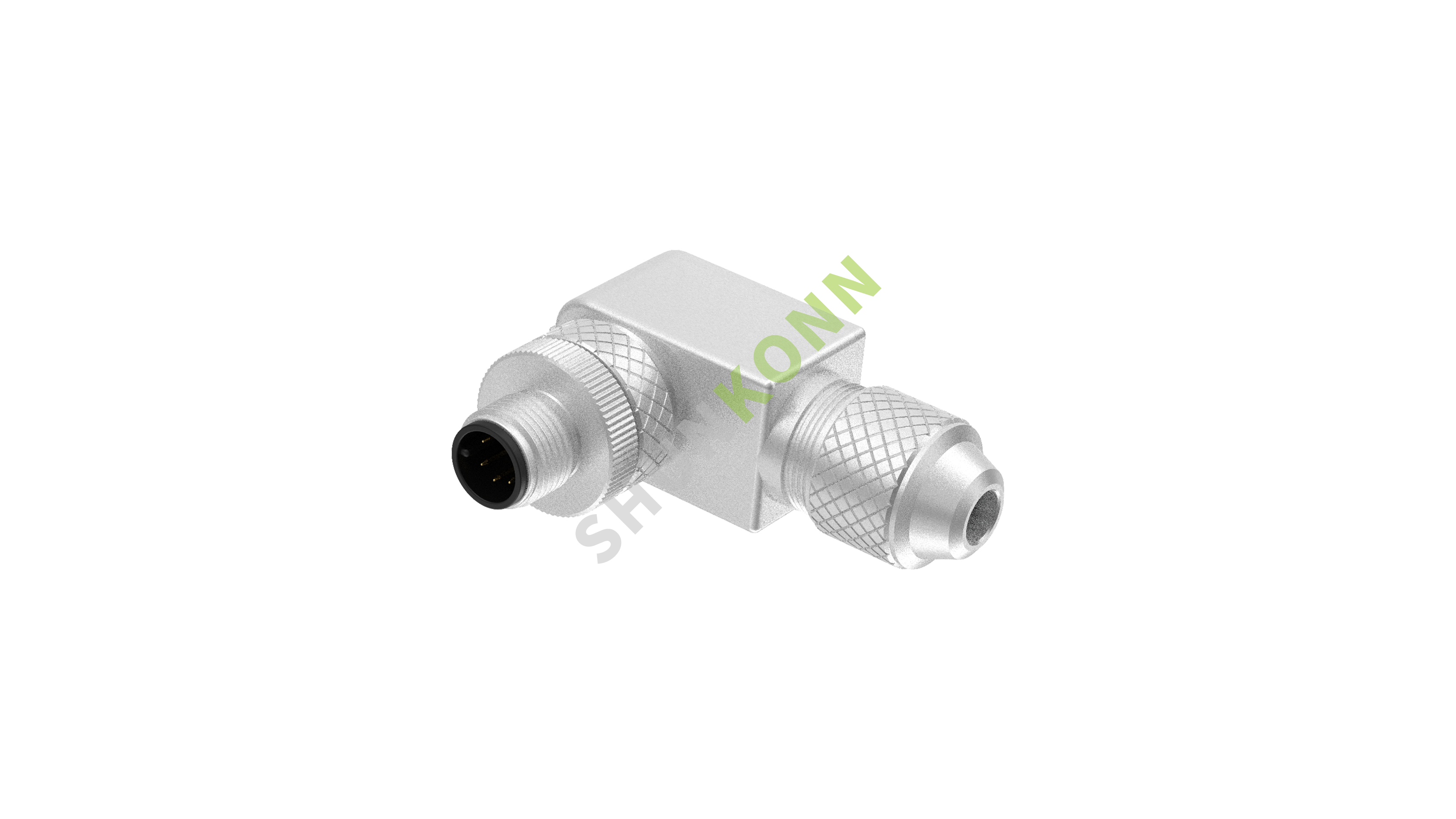 SKM12A系列 M12A编码连接器直角金属组装6PIN公头螺钉式PG7
