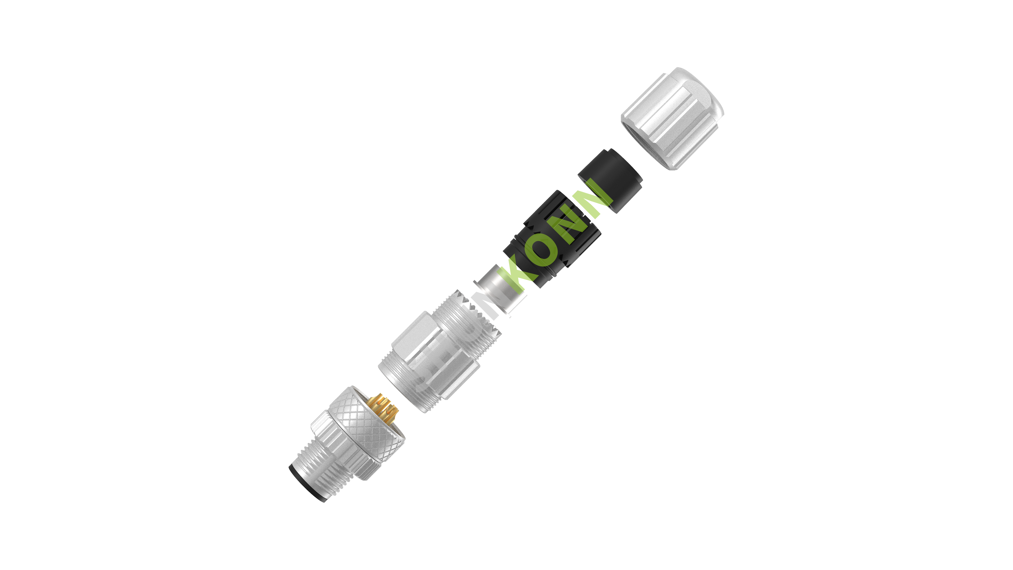 SKM12A系列 M12A编码连接器直式金属组装6PIN公头焊接式PG7