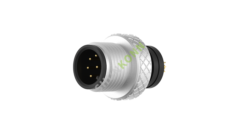 SKM12A系列 M12A编码连接器普通包胶式12PIN公头焊接式M12*1
