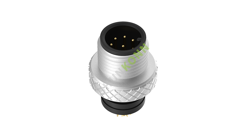 SKM12A系列 M12A编码连接器普通包胶式12PIN公头焊接式M12*1