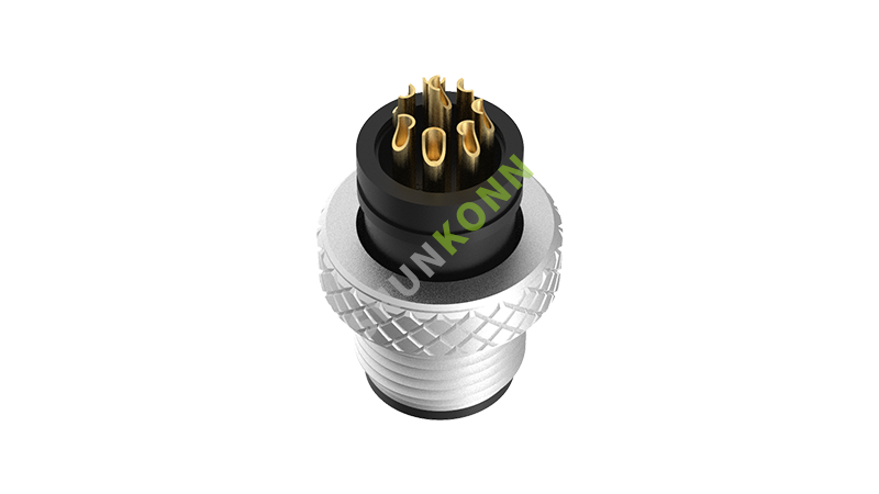 SKM12A系列 M12A编码连接器普通包胶式12PIN公头焊接式M12*1