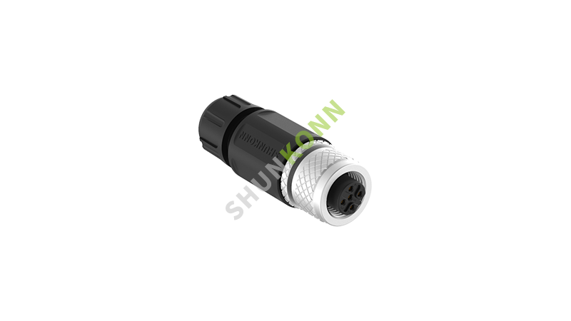 SKM12B系列 M12B编码连接器直式塑胶组装5PIN母头焊接式PG7