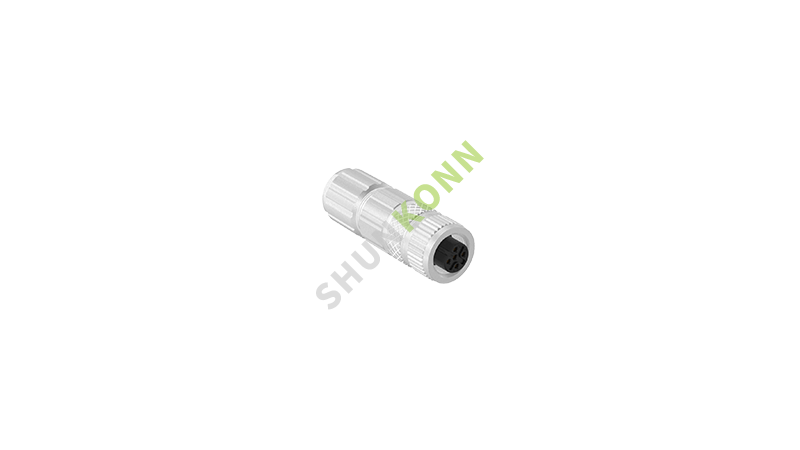 SKM12B系列 M12B编码连接器直式金属组装5PIN母头焊接式PG7