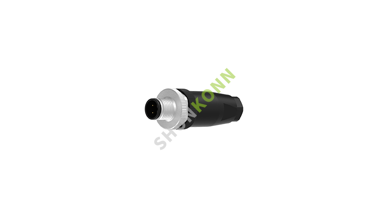 SKM12B系列 M12B编码连接器直式塑胶组装3PIN公头螺钉式PG7