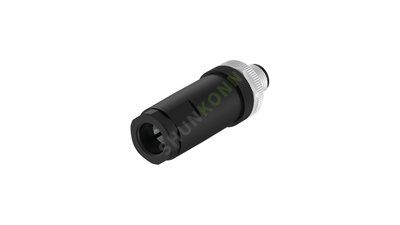 SKM12B系列 M12B编码连接器直式塑胶组装3PIN公头螺钉式PG9