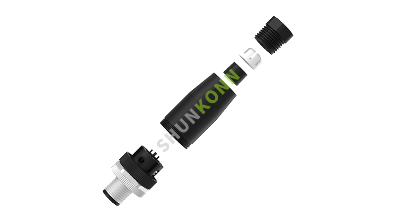 SKM12 B Series M12 B Coded Connectors Straight Plastic Assembled 4PIN Male Screw type PG7