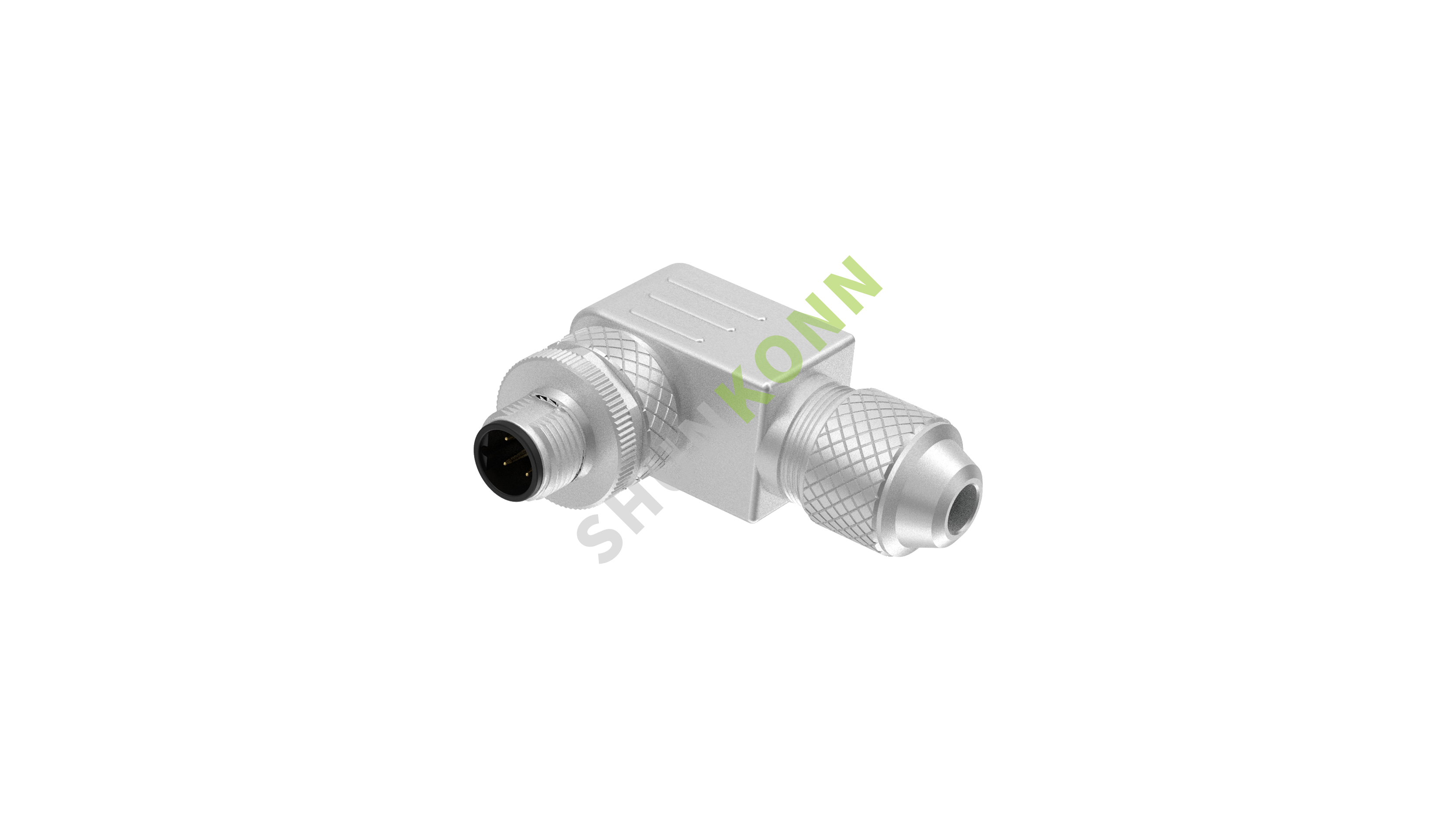 SKM12B系列 M12B编码连接器直角金属组装4PIN公头螺钉式PG7