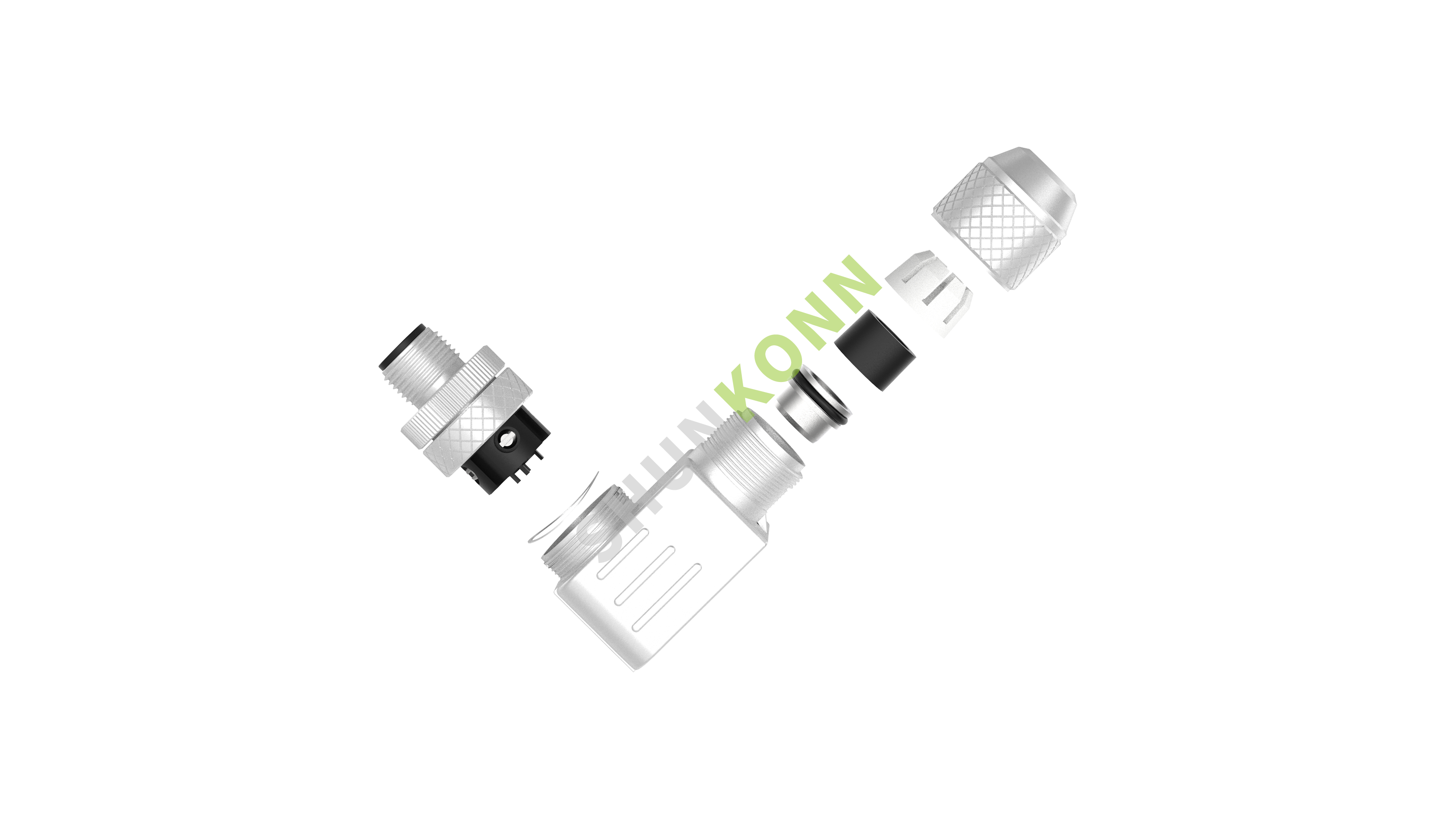 SKM12 B Series M12 B Coded Connectors Right Angle Metal Assembled 4PIN Male Screw type PG9