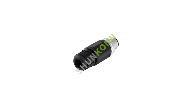 SKM12B系列 M12B编码连接器直式塑胶组装5PIN公头焊接式PG7