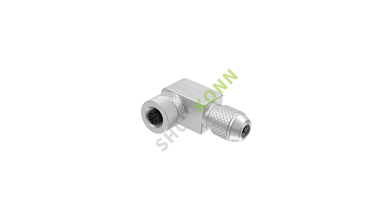 SKM12D系列 M12D编码连接器直角金属组装4PIN母头螺钉式PG9