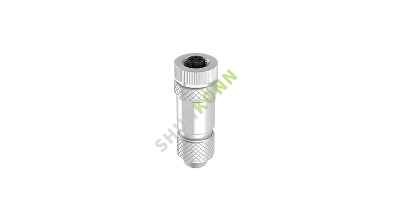 SKM12D系列 M12D编码连接器直式金属组装4PIN母头螺钉式PG7