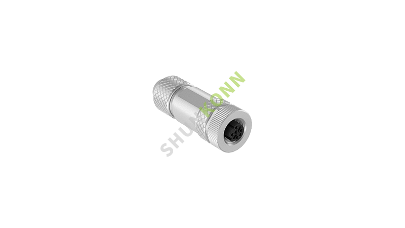 SKM12D系列 M12D编码连接器直式金属组装4PIN母头螺钉式PG7
