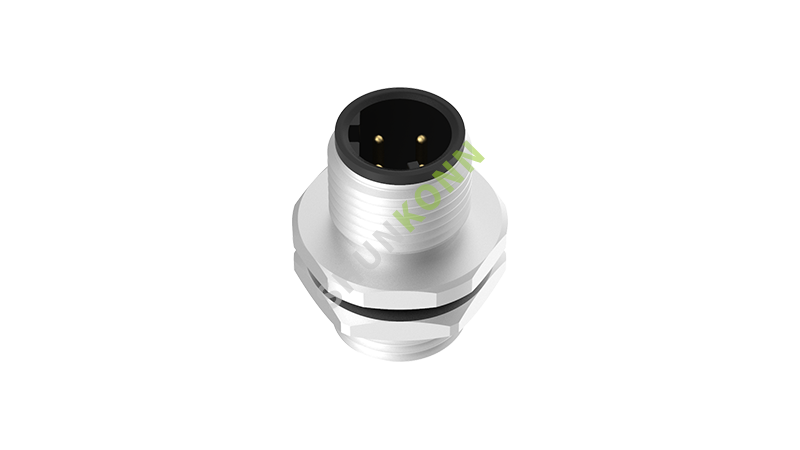 SKM12D系列 M12D编码连接器板前安装4PIN公头焊接式M12*1