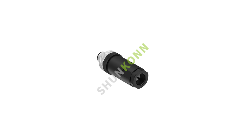 SKM12D系列 M12D编码连接器直式塑胶组装4PIN公头螺钉式PG9