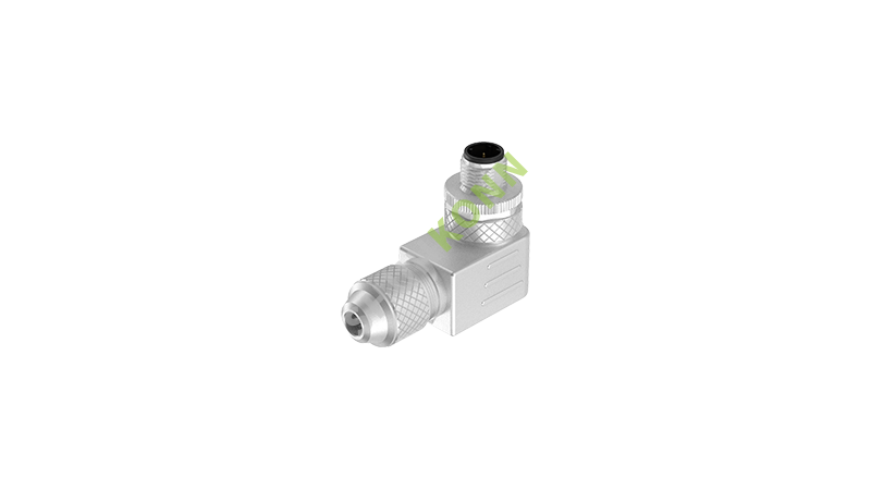 SKM12D系列 M12D编码连接器直角金属组装4PIN公头螺钉式PG7