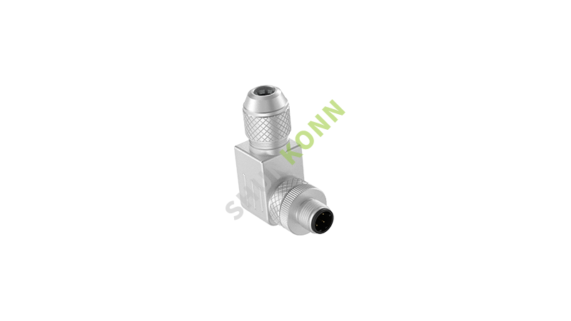 SKM12D系列 M12D编码连接器直角金属组装4PIN公头螺钉式PG9